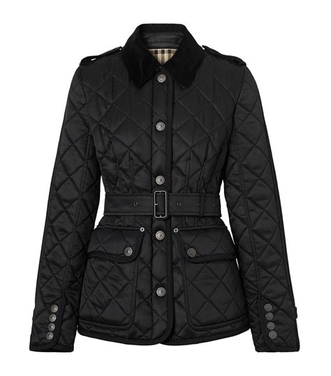 burberry brit classic quilted jacket in black|burberry diamond quilted jacket women's.